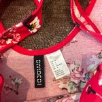 H&M Divided Red Cherry Blossom Floral Print Thin Skater Dress Size 6 Runs Small Photo 1
