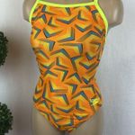 Speedo  Orange Print 1 Piece Play The Angels Flyback Athletic Bathing Suit 10 Photo 1