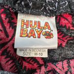 Hula Bay Black Botanical Print Short Sleeve Shift Dress Hawaiian R2 Size M Photo 1