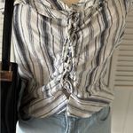 Planet Gold  Plaid Strap Up Crop Top Blouse Photo 2