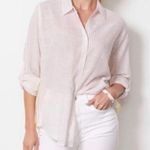 Sundry  Evereve Pop Stripe‎ Button Up Long Sleeve Shirt Chanterelle White Photo 0