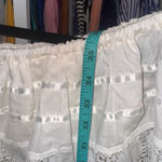 Boho Western off the shoulder, midi cotton dress with embroidery and lace size L White Size L Photo 2