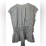Max Studio  blue and white striped sleeveless V-neck wrap blouse NWOT Photo 1
