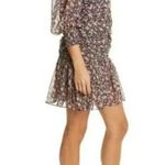 Anthropologie byTimo Ditsy Floral Print Chiffon Flounce Ruched Mini Dress Long Sleeve XS Photo 2