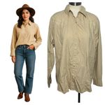 Wrangler  Blues Western Shirt S06000 Tan‎ Embroidered Pearl Snap Size L Vintage Photo 1