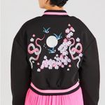 Nasty Gal  Cherry Blossom Embroidered Black Bomber Jacket Photo 6