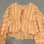 Free People Top Brunch Babe Blouse Pink/Yellow Combo Small Photo 4