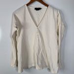 Hatch Cream Waffle Knit Henley Size 0 Photo 0