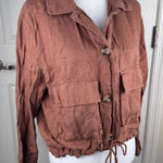 C&C California Linen Blend Utility Brown Chestnut Rust Jacket Size Medium Photo 0