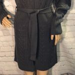 Derek Heart Gray Belted Loose Knit Vneck Sweater Dress L Photo 2
