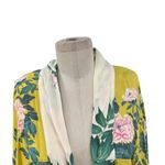 Anthropologie ‎ Elma Kimono Top Open Front Rose Floral Print Yellow One Size Photo 2