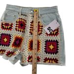 NWT Kohl's SO Juniors Crochet Granny Square High Waisted Denim Shorts Size 3 26" Red Photo 9