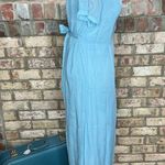 dress embroidered floral sheer sleeves empire waist blue 1990s Size 8 Photo 6