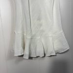 Lumina White Peplum Ruffle Bottom Lino Blend Minimalist Tank Top Made in Italy M Size M Photo 1