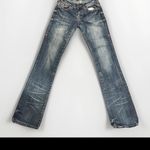 Cowgirl Tuff Women’s Jeans Size 24x36 Fly Free Pink Feather Embroidered Aztec Blue Photo 3