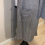 Ellie Wilde Wilde sparkly silver holiday long cardigan sweater with pockets Photo 4