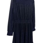 Sam Edelman Metallic Long Sleeve Cocktail Dress Midnight Blue Holiday NWT 14 XL Photo 3