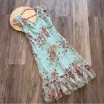Vintage Y2K garden floral midi‎ dress Blue Size 6 Photo 4