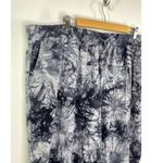 Royalty Collection Blue Tie Dye Linen Blend Raw Hem Pants Women's Plus Size 3X Photo 4