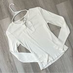 Banana Republic  Shirt keyhole tie front long sleeve womens White (small) vintage Photo 0