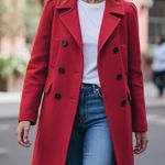 Gerard Darel Wool Double-Breasted Peacoat Red Pink Sz 42FR 10US Photo 0