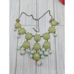 Gold Tone Bubble Necklace Green & Blue Bead Rolo Chain Statement Piece 24" Photo 7