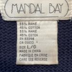 Vintage 90s Picnic BBQ Knit Sweater Vest Embroidered Patriotic Red White Blue Size L Photo 7