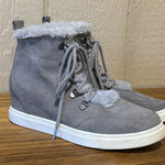Madden Girl Madden Gray Faux Suede Wedge Heel Lace Up Fur Lined Winter Boots Women's Size 9 Photo 0