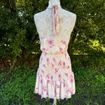Cider ‎ Women’s Floral Halter Shirred Mini Dress Peach Size M Party Cocktail Photo 4