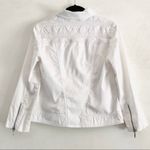 Chico's  Moto Jacket M Knit Lace Shoulders Zippers White Photo 6