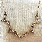 Gold tone triangle rhinestone double strand necklace Photo 2