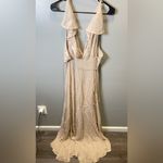 Reformation Women's Peppermint Ruffle Wrap Maxi Dress Champagne Size Large Photo 4