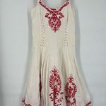 Elegant White and Red Embroidered Midi Dress Size M Photo 10