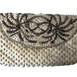 American Vintage Vintage Silk Beaded Clutch Ivory White Photo 0