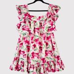 Misa Womens Dress Pink Selma Mini Flutter Floral Square Neck A Line Boho Medium Photo 1