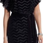 White House | Black Market WHBM Black Velvet Chevron Blouson Dress Size XS Photo 0
