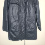 Alice + Olivia Black Coated Canvas Oversized Fur Hooded Parka Jacket Coat M Photo 3