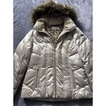 Calvin Klein  Women's Beige Faux Fur Hood Down Filled Puffer Coat Size‎ Small Photo 2