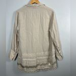 John Mark  Women’s Tunic Blouse Beige Boho Pom Pom Trim Top Blouse Embellished S Photo 6