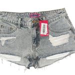 Edikted  Devin Low Rise Micro Denim Shorts. Light Blue. Size XS. Photo 0
