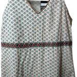 Melange Sleeveless Tunic Top Small | Boho Floral Geometric Ethnic Print V Photo 3