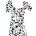 Reformation  Newsprint Mini Dress Size 4 Black And White Newspaper Comic Photo 2