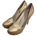 JOAN & DAVID Danicolette Gold Pump Stiletto Platform Dress Shoe Size 8.5 Photo 0