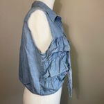 Vintage Hyper Women’s M Ruffle Denim Cropped Top‎ Button Up Western Boho Blue Size M Photo 3