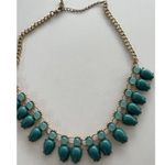 Women's Blue Water Drop Charm Beaded Gold Chain Pendant Necklace Sz 21” Photo 12