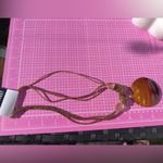 Nine West beaded real natural shell pendant necklace orange gold tone crystals Photo 5