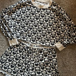 American Eagle | Skull Fleece Boxer Crop Top Long Sleeve Pajama Set Photo 0