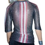 Vintage Cotillion Silver Metallic Striped Blouse M Photo 4