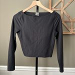 CALIA Women's Rib Boat Neck Long Sleeve Shirt Black Medium Photo 1