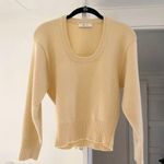 Blossom Wool Cashmere Knit Scoop Neck Sweater Beige Size S Photo 3